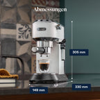 De'Longhi Dedica Duo - Perfetto Kompakte Siebträgermaschine Espressomaschine mit Soft-Touch-Icons, manuellem Milchaufschäumer für Espresso, Cappuccino und Cold Brew, 15cm breit, Metall (EC890.M)