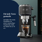 De'Longhi Dedica Duo - Perfetto Kompakte Siebträgermaschine Espressomaschine mit Soft-Touch-Icons, manuellem Milchaufschäumer für Espresso, Cappuccino und Cold Brew, 15cm breit, Metall (EC890.M)