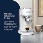 De'Longhi Dedica Duo - Perfetto Kompakte Siebträgermaschine Espressomaschine mit Soft-Touch-Icons, manuellem Milchaufschäumer für Espresso, Cappuccino und Cold Brew, 15cm breit, Metall (EC890.M)