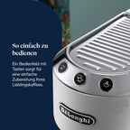 De'Longhi Dedica Duo - Perfetto Kompakte Siebträgermaschine Espressomaschine mit Soft-Touch-Icons, manuellem Milchaufschäumer für Espresso, Cappuccino und Cold Brew, 15cm breit, Metall (EC890.M)