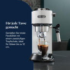 De'Longhi Dedica Duo - Perfetto Kompakte Siebträgermaschine Espressomaschine mit Soft-Touch-Icons, manuellem Milchaufschäumer für Espresso, Cappuccino und Cold Brew, 15cm breit, Metall (EC890.M)