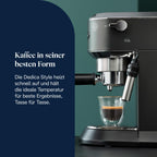 De'Longhi Dedica Duo - Perfetto Kompakte Siebträgermaschine Espressomaschine mit Soft-Touch-Icons, manuellem Milchaufschäumer für Espresso, Cappuccino und Cold Brew, 15cm breit, Metall (EC890.M)