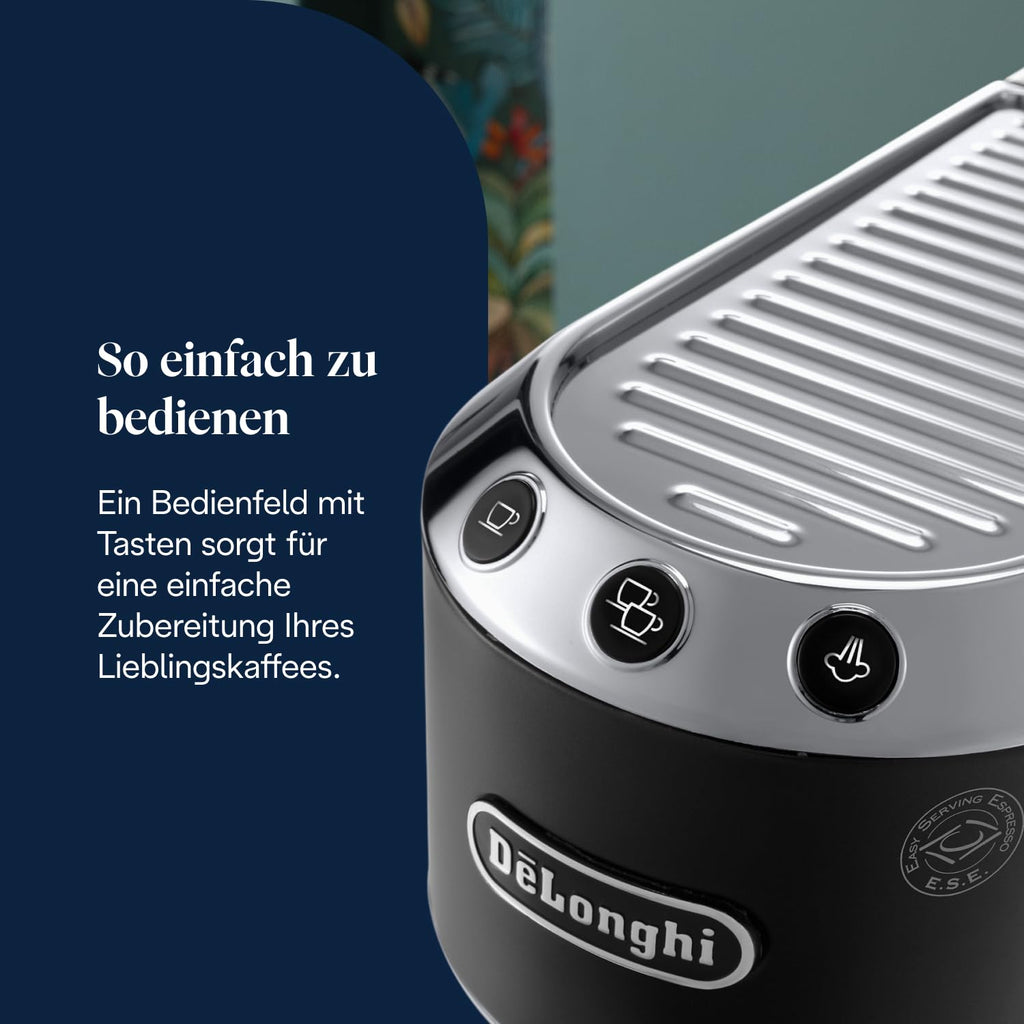 De'Longhi Dedica Duo - Perfetto Kompakte Siebträgermaschine Espressomaschine mit Soft-Touch-Icons, manuellem Milchaufschäumer für Espresso, Cappuccino und Cold Brew, 15cm breit, Metall (EC890.M)