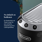 De'Longhi Dedica Duo - Perfetto Kompakte Siebträgermaschine Espressomaschine mit Soft-Touch-Icons, manuellem Milchaufschäumer für Espresso, Cappuccino und Cold Brew, 15cm breit, Metall (EC890.M)