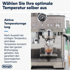 De'Longhi Siebträgermaschine La Specialista Arte EC9155.MB, Espressomaschine mit Mahlwerk, 8 Mahlgrade, 15 Bar, 3 Temperaturen, Milchschaumdüse, 1550W, 1,7L Tank, Edelstahl/Schwarz inkl. Barista-Kit
