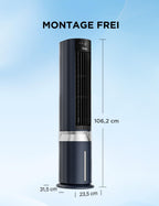 Midea MCF23XRB(WH) Luftkühler, Klimaanlage mobil, 2000m³/h Luftstrom, Sensicool Smart Temp, Ionisator, 6 Geschwindigkeiten, 5 Modi, 12-Stunden-Timer, Touch-Display, 7L Wassertank, Weiß