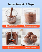 VEVOR Eismaschine, 7-in-1-Gerät für Gelato, Sorbet, Milchshake, Frozen Yogurt & Light-Eiscreme, Hausgemachte Eismaschine mit Ein-Knopf-Funktion zum Einrühren und Nachdrehen, Glatte Cremige Textur