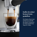 De'Longhi Dedica Duo - Perfetto Kompakte Siebträgermaschine Espressomaschine mit Soft-Touch-Icons, manuellem Milchaufschäumer für Espresso, Cappuccino und Cold Brew, 15cm breit, Metall (EC890.M)