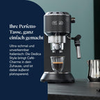 De'Longhi Dedica Duo - Perfetto Kompakte Siebträgermaschine Espressomaschine mit Soft-Touch-Icons, manuellem Milchaufschäumer für Espresso, Cappuccino und Cold Brew, 15cm breit, Metall (EC890.M)