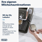 De'Longhi Siebträgermaschine La Specialista Arte EC9155.MB, Espressomaschine mit Mahlwerk, 8 Mahlgrade, 15 Bar, 3 Temperaturen, Milchschaumdüse, 1550W, 1,7L Tank, Edelstahl/Schwarz inkl. Barista-Kit