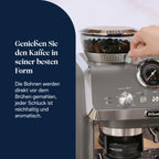 De'Longhi Siebträgermaschine La Specialista Arte EC9155.MB, Espressomaschine mit Mahlwerk, 8 Mahlgrade, 15 Bar, 3 Temperaturen, Milchschaumdüse, 1550W, 1,7L Tank, Edelstahl/Schwarz inkl. Barista-Kit