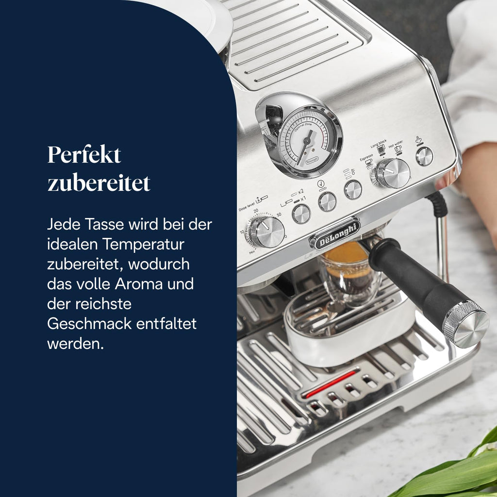 De'Longhi Siebträgermaschine La Specialista Arte EC9155.MB, Espressomaschine mit Mahlwerk, 8 Mahlgrade, 15 Bar, 3 Temperaturen, Milchschaumdüse, 1550W, 1,7L Tank, Edelstahl/Schwarz inkl. Barista-Kit