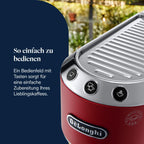 De'Longhi Dedica Duo - Perfetto Kompakte Siebträgermaschine Espressomaschine mit Soft-Touch-Icons, manuellem Milchaufschäumer für Espresso, Cappuccino und Cold Brew, 15cm breit, Metall (EC890.M)