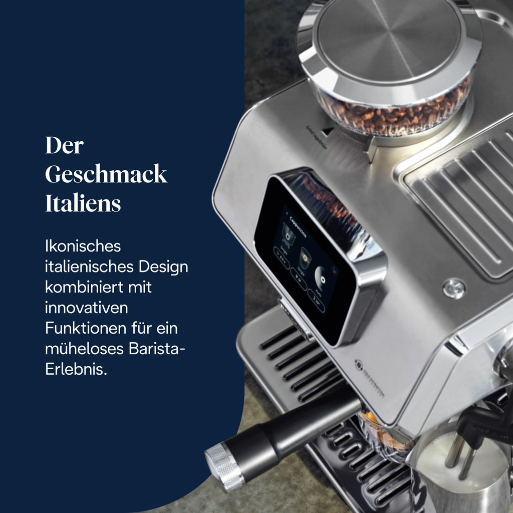 De'Longhi Siebträgermaschine La Specialista Arte EC9155.MB, Espressomaschine mit Mahlwerk, 8 Mahlgrade, 15 Bar, 3 Temperaturen, Milchschaumdüse, 1550W, 1,7L Tank, Edelstahl/Schwarz inkl. Barista-Kit