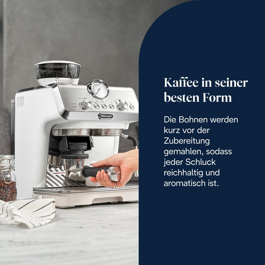 De'Longhi Siebträgermaschine La Specialista Arte EC9155.MB, Espressomaschine mit Mahlwerk, 8 Mahlgrade, 15 Bar, 3 Temperaturen, Milchschaumdüse, 1550W, 1,7L Tank, Edelstahl/Schwarz inkl. Barista-Kit