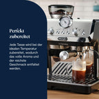De'Longhi Siebträgermaschine La Specialista Arte EC9155.MB, Espressomaschine mit Mahlwerk, 8 Mahlgrade, 15 Bar, 3 Temperaturen, Milchschaumdüse, 1550W, 1,7L Tank, Edelstahl/Schwarz inkl. Barista-Kit