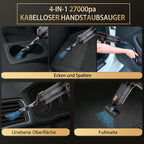 Handstaubsauger Akku, Autostaubsauger Kabellos 27000Pa Mini Staubsauger, Aufladbar Tragbar Leicht Auto Staubsaug Stark, 220000 U/min Elektrische Staubgebläse für den Auto,Küche,PC, Sofa, Büro