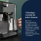 De'Longhi Dedica Duo - Perfetto Kompakte Siebträgermaschine Espressomaschine mit Soft-Touch-Icons, manuellem Milchaufschäumer für Espresso, Cappuccino und Cold Brew, 15cm breit, Metall (EC890.M)
