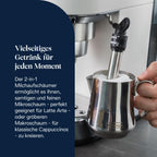De'Longhi Dedica Duo - Perfetto Kompakte Siebträgermaschine Espressomaschine mit Soft-Touch-Icons, manuellem Milchaufschäumer für Espresso, Cappuccino und Cold Brew, 15cm breit, Metall (EC890.M)