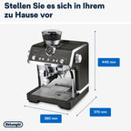 De'Longhi Siebträgermaschine La Specialista Arte EC9155.MB, Espressomaschine mit Mahlwerk, 8 Mahlgrade, 15 Bar, 3 Temperaturen, Milchschaumdüse, 1550W, 1,7L Tank, Edelstahl/Schwarz inkl. Barista-Kit