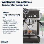 De'Longhi Siebträgermaschine La Specialista Arte EC9155.MB, Espressomaschine mit Mahlwerk, 8 Mahlgrade, 15 Bar, 3 Temperaturen, Milchschaumdüse, 1550W, 1,7L Tank, Edelstahl/Schwarz inkl. Barista-Kit