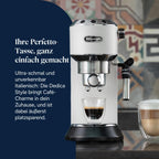 De'Longhi Dedica Duo - Perfetto Kompakte Siebträgermaschine Espressomaschine mit Soft-Touch-Icons, manuellem Milchaufschäumer für Espresso, Cappuccino und Cold Brew, 15cm breit, Metall (EC890.M)