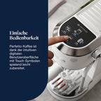 De'Longhi Dedica Duo - Perfetto Kompakte Siebträgermaschine Espressomaschine mit Soft-Touch-Icons, manuellem Milchaufschäumer für Espresso, Cappuccino und Cold Brew, 15cm breit, Metall (EC890.M)