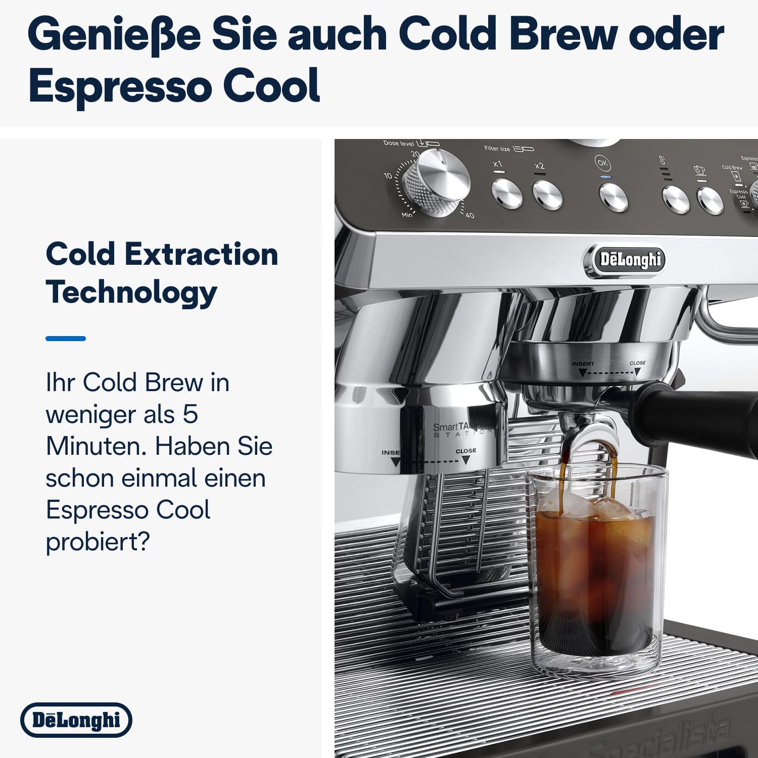 De'Longhi Siebträgermaschine La Specialista Arte EC9155.MB, Espressomaschine mit Mahlwerk, 8 Mahlgrade, 15 Bar, 3 Temperaturen, Milchschaumdüse, 1550W, 1,7L Tank, Edelstahl/Schwarz inkl. Barista-Kit