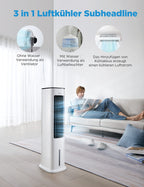 Midea MCF23XRB(WH) Luftkühler, Klimaanlage mobil, 2000m³/h Luftstrom, Sensicool Smart Temp, Ionisator, 6 Geschwindigkeiten, 5 Modi, 12-Stunden-Timer, Touch-Display, 7L Wassertank, Weiß