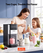 VEVOR Eismaschine, 7-in-1-Gerät für Gelato, Sorbet, Milchshake, Frozen Yogurt & Light-Eiscreme, Hausgemachte Eismaschine mit Ein-Knopf-Funktion zum Einrühren und Nachdrehen, Glatte Cremige Textur
