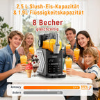 Slush Maschine – 2,5 L Eismaschine & Slushie Maschine für Zuhause, mit LED-Display, 6 voreingestellten Programmen für Eiscreme, Frappés, Milchshakes, automatischer Reinigung