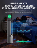 Midea MCF23XRB(WH) Luftkühler, Klimaanlage mobil, 2000m³/h Luftstrom, Sensicool Smart Temp, Ionisator, 6 Geschwindigkeiten, 5 Modi, 12-Stunden-Timer, Touch-Display, 7L Wassertank, Weiß