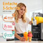 Slush Maschine – 2,5 L Eismaschine & Slushie Maschine für Zuhause, mit LED-Display, 6 voreingestellten Programmen für Eiscreme, Frappés, Milchshakes, automatischer Reinigung