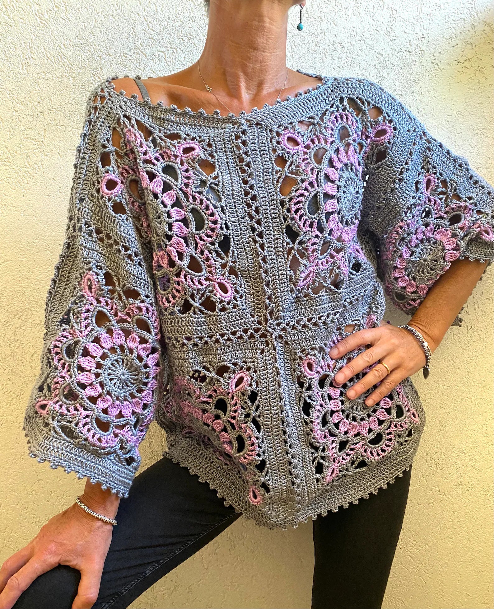 The original PDF crochet pattern CLAS TOP Granny Square with videos, top pdf crochet pattern, instant download, crochet top, croche