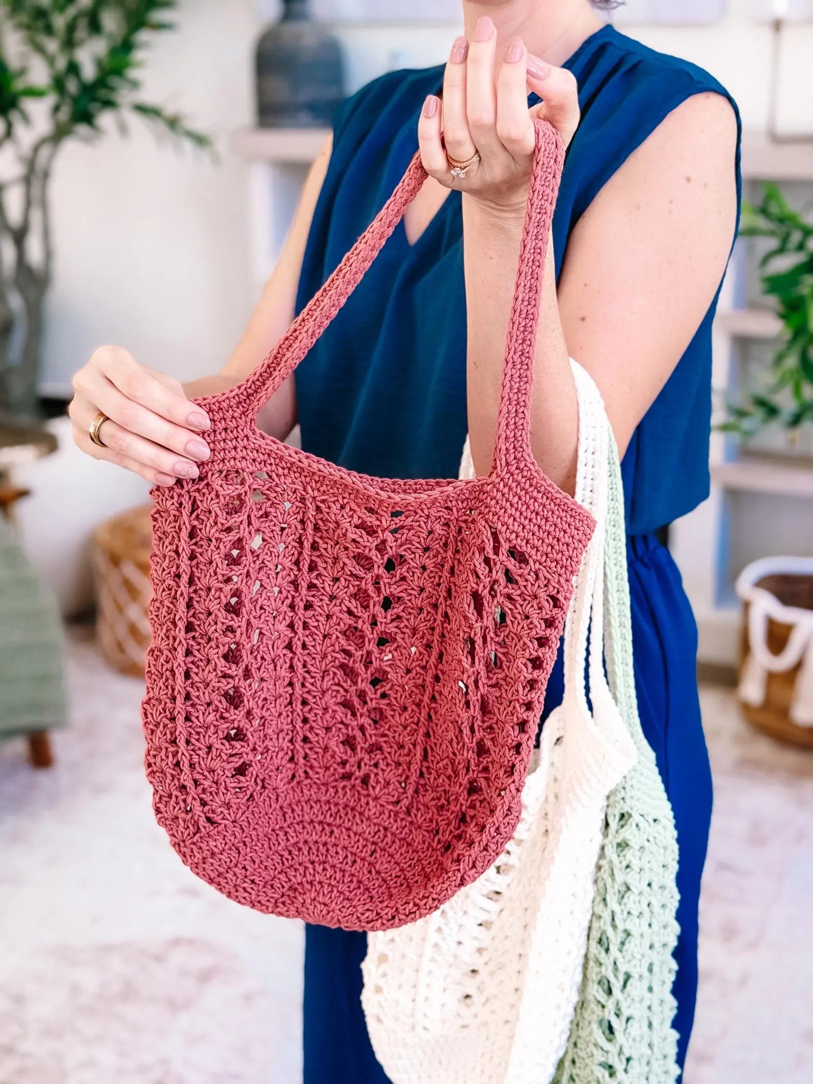CROCHET PATTERN + VIDEO Willow Mesh Crochet Market Bag Pattern, Easy Reusable Tote, Beginner Crochet Bag, Lightweight Grocery Bag, 3 Sizes
