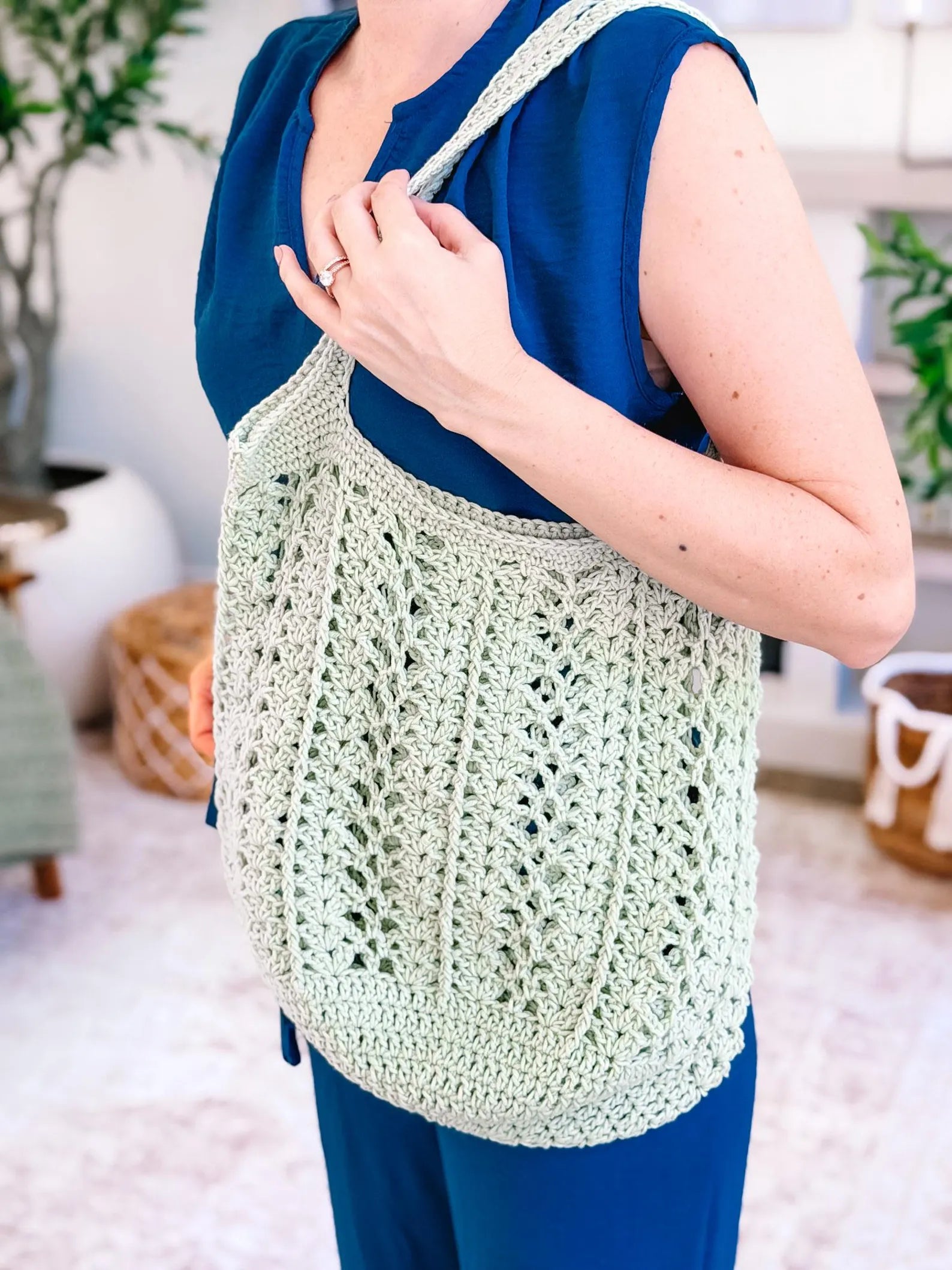 CROCHET PATTERN + VIDEO Willow Mesh Crochet Market Bag Pattern, Easy Reusable Tote, Beginner Crochet Bag, Lightweight Grocery Bag, 3 Sizes